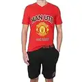 Manchester United FC Official Football Gift Mens Loungewear Short Pyjamas Medium Red