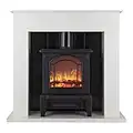 Warmlite WL45037W Ealing Electric Fireplace Suite with Adjustable Thermostat Control, 2 Heat Settings, LED Flame Effect, Safety Cut-Out System, White