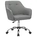 SONGMICS Chaise de Bureau, Fauteuil Ergonomique, Siège Pivotant, Réglable en Hauteur, Capacité 110 kg, Cadre en Acier, Tissu en Coton-Lin Respirant, pour Bureau, Chambre, Gris OBG019G01