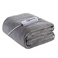 Electric Mattress Pad Soft Colar Fleece Bed Underblanket Heated Mattress Cover with Deep Pocket Bed Topper Fit Up to 21", 4 Heat Settings & Auto Shut Off, Twin Size 39"x75" Gray