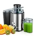 Juicer, Juilist 600W Centrifugal Juicer Machines Whole Fruit and Vegetable, 3-inch Wide Mouth Juicer Extractor Quick Juicing with 2 Speeds, Anti-drip & Compact Design Easy Clean & Use, Recipe Included