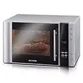 SEVERIN 3-in-1 Mikrowelle mit Grill und Heißluftfunktion, Minibackofen mit 10 Automatik-Programmen, multifunktionale Mikrowelle mit Drehteller und Grillrost, silber/schwarz, MW 7775