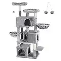 FEANDREA Árbol Grande para Gatos con 3 Cuevas para Gatos, Torre para Gatos de 164 cm, Gris Claro PCT98W