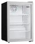 Danby Compact DAG026A1BDB 2.6 Cu.Ft. Commercial Mini Fridge, Glass Door Refrigerator For Office, Countertop, Perfect For Snacks, Soda, Beer, Lunch Foods, In Black, silver