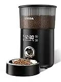 ORSDA Automatic Cat Feeder, 135oz/4L Dog Feeder Pet Food Dispenser with Programmable Timer, Portion Control 1-5 Meals Per Day, Dual Power Supply & Voice Recorder for Cats Small/Medium Dogs (Black)