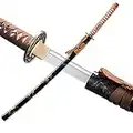 Japanese Katana Sword Real Sharp Cold Steel Katana 1060 Steel Samurai Sword Tanjiro Sword Training Katana (Orchid Theme)