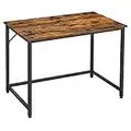 VASAGLE Bureau, Table, Poste de Travail, pour Bureau, Chambre, 50 x 100 x 75 cm, Style Industriel, Cadre en Métal, Marron Rustique et Noir LWD41X