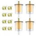 4pcs 3/8" Universal Fuel Filters, Motorcycle Fuel Filter Inline Fuel Filter with 8pcs Hose Clamps for Motorcycles Cars Generator Trucks Universal