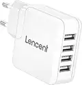 LENCENT Cargador USB de Pared, Enchufe Multipuerto 24W/4.8A,4 USB, Cargador Móvil Universal con tecnología Auto-ID