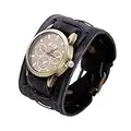 Xinjieda ZYElroy Pulsera Hombres Retro Reloj de la Banda Ancha Correa de Cuero Masculino Puño Reloj de Pulsera de Reloj de Cuarzo de la Vendimia