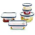 Pyrex Freshlock 10-Piece Airtight Glass Food Storage Container Set with Microban, Non Toxic, BPA-Free Locking Lids with 4 Tabs for Antimicrobial Protection