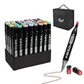 Gelanty Permanent Art Markers Set, 40 Colors Graphic Marker Pen Sketch Marker Dual Tip Art Pens Set for Design, Drawing, Graffiti, Adult Colouring, Highlighting, Underlining