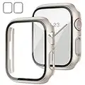 2 Pack Case with Tempered Glass Screen Protector for Apple Watch Series 6/5/4/SE 40mm,JZK Slim Guard Bumper Full Coverage Hard PC Protective Cover HD Ultra-Thin Cover for iWatch 40mm,Starlight