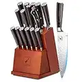 Knife Set, imarku 16-Pieces Hammered Kitchen Knife Set with Block, Japanese HC Stainless Steel Knives Set for Kitchen, Premium Pakkawood Handles Knife Block Set, Ultra Sharp