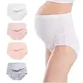 FEOYA 4 pcs/Ensemble de Culotte de Maternité pour Culotte Enceinte Femme Endormie Soutien Abdominal Ceinture de Maternité Cous-vêtements sans Couture