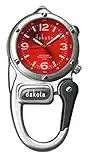 Dakota Clip Watch with LED Flashlight, Mini Clip Microlight Watch, Silver/Red