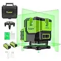 Huepar Multi-Line Laser Level -Four Vertical and One 360°Horizontal Lines with Plumb Dot,Green Cross Line Self-Leveling Laser ToolRotating Base, Lifting Base, 2 Li-ion Battery&Hard Carry Case-LS41G (4V1H)