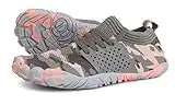 JOOMRA Women Barefoot Shoes Minimal Wide Cross Trainer for Ladies Runner Size 7.5-8 Athletic Hiking Trekking Toes Sneakers Workout Footwear Grey Pink 38