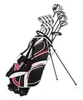 Precise Men's Right Handed Complete Golf Club Set, Superlite Graphite Shafts for Woods and True Temper Steel Shafts for Irons, Bonus Sand Wedge, Plus More, Black/Red, (78000-Red-MRH)