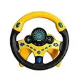 Sipobuy Giocattoli per Volante Bambini, Controller di Guida Portatile simulato con Suoni Divertenti e Musica, Regalo educativo precoce per Bambini, Giallo con Base