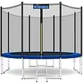 KIDUKU® Trampolino, Tappeto Elastico per Giardino Ø 305 cm | Set Completo con Rete di Sicurezza, Scaletta, Copertura, Ancoraggi e Accessori | Trampolino Elastico per Bambini