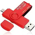 BORLTER CLAMP Clé USB 128 Go, 2 en 1 OTG USB Mémoire Stick, Pivotant U Disque avec Port Micro USB pour Smartphone Android, Tablette et Ordinateur (Rouge)