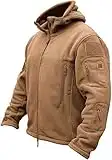 TACVASEN Windproof Men's Military Fleece Combat Jacket Tactical Hoodies, Sand, S