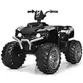 COSTWAY Kids Electric Quad Bike, 12V Battery Powered Ride on ATV with LED Light, Horn & Music, High/Low Speeds, Electric Mini Vehicle Toy Car for Boys Girls (Black)