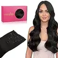 WENNALIFE Hair Extensions Clip In, 14 Inch 120g 7pcs Clip in Hair Extensions Real Human Hair Natural Black Hair Extensions Clip In Real Hair Coloured Remy Human Hair Extensions