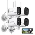 Home Security Cameras - DEKCO 2K Pan Rotating 180° Wired Outdoor Security Cameras with Night Vision, Two-Way Audio, 2.4G WiFi, IP65, Motion Detection Alarm (4Pack)