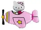 LOONBALLOON Hello Kitty Cat Pink Airplane Plane 37" Birthday Party Decoration Mylar Balloon