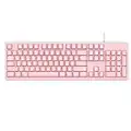 DKS100 Computer Keyboard, DOUYU White Backlit Mechanical Feel Membrane Gaming Keyboard, Wired 104 Keys for Gaming Office and Typing, Pink