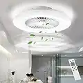 BKZO 60CM LED Ceiling Light with Fan, Ceiling Fan Lights 24 Levels Wind Speeds, Stepless Dimming Light, Modern Fan Lighting for Living Room, Dining Room, Bedroom, Office, 3000-5500K, White