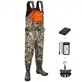 TIDEWE Hunting Waders Heated with Battery Pack, 800G Insulation Neoprene Chest Waders for Men Realtree Max5, Waterproof Cleated Bootfoot Camo Waders for Fishing (Size 9)