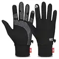 Cevapro Running Gloves Lightweight Winter Gloves Touch Screen Gloves Women Men Winter Warm Gloves Liners for Running Hiking Walking Cycling (Black, L)