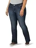 Wrangler Women's Western Plus Size Mid Rise Stretch Boot Cut Jean, Mid Wash, 18-32