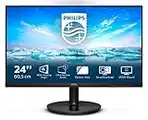 Philips 241V8L Monitor 24" LED VA Full HD, 1920 x 1080, Gaming Adaptive Sync, 75 Hz, HDMI, VGA, Attacco VESA, Nero