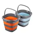 2 Pack Collapsible Plastic Bucket with 2.6 Gallon (10L) Each, Foldable Rectangular Tub for House Cleaning, Space Saving Outdoor Waterpot for Garden or Camping, Portable Fishing Water Pail