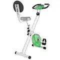 HOMCOM Bicicleta Estática Plegable para Ejercicios Profesional Bicicleta Vertical de Forma X con 8 Niveles Resistencia Magnética Ritmo Cardíaco Asiento con Altura Ajustable Acero 43x97x109 cm Verde