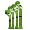 Knit Woods - Set di 4 coprimazze da golf, colore: Verde/Grigio/Bianco Argyle Grey, Fit Driver (460CC) Fairways Hybrid/UT. Morbidi ed elastici, decorano la tua sacca da golf per farla risaltare