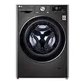 LG F4WV708P2BA, Klasse A, Frontlader-Waschmaschine 8 kg, Wi-Fi, AI Direct Drive, Tiefenreinigung mit Dampf, TurboWash 360°, TRIPLE A, Außentür aus gehärtetem Glas, 60x62x85 cm ꟷ Metallic Black Steel