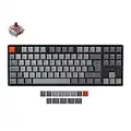 Keychron K8 Tenkeyless Wireless Mechanical Keyboard for Mac, Bluetooth ISO-UK-Layout RGB Backlight Multitasking Type-C Wired Gaming Keyboard for Windows with Gateron Red Switch, Aluminum Frame