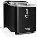 KUMIO Ice Makers Machine Countertop, 12kg/24h, 9 Thick Bullet Ice Ready in 6-9 Mins, Portable Ice Maker with Ice Scoop and Basket, 1.5L Water Tank, Compact Design for Home Kitchen Office Party (black)