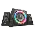 Trust Gaming GXT 629 Tytan RGB Enceinte PC Gamer 2.1 avec Caisson de Basses, 120 W, LED RGB, Télécommande sans Fil, Haut Parleur PC, Ordinateur Portable, Tablette, Smartphone, TV - Noir