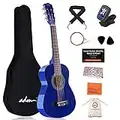 ADM Beginner Acoustic Classical Guitar 30 Inch Nylon Strings Wooden Guitar Bundle Kit for Kid Boy Girl Student Youth Guitarra Free Online Lessons with Gig Bag, Strap, Tuner, Extra Strings, Picks,Blue