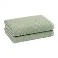 Amazon Basics Odor Resistant Textured Bath Towel, 30 x 54 Inches - 2-Pack, Green