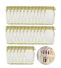 30PCS Mason Jar Bottles Bags Reusable Spice Storage Bags Snack Saver Container Airtight Seal Food Storage Bags Leak-Proof Zip-Lock Bags for Travel Camping Picnic (Yellow, S)