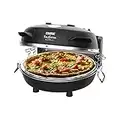 ERATEC - Pizzamaker SET PM-27. Elektrischer Pizzaofen für innen & außen. Tisch-Ofen bis zu 400°C, Platz für große Pizza. Inhalt: Mini Backofen Schwarz inkl. Zubehör: Pizzaschieber und Pizzaschneider