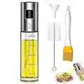 Ölsprüher Öl Sprühflasche 100ml Oil Sprayer mit Backpinsel, Flaschenbürste und Öltrichter, Ölsprüher für Speiseöl für Salate, Kochen, Backen, Pasta, BBQ