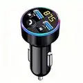 YCTech Bluetooth Car Charger Adapter, Bluetooth FM Transmitter Aux Car Wireless Radio Adapter, Hand-Free Calling, Music Player, for iPhone 14 13 12 11 Pro Max, Samsung S23 S22 S21 S20 FE Ultra